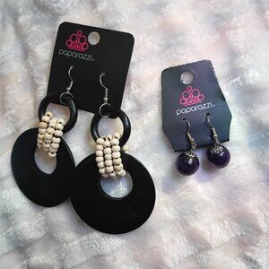 Paparazzi Earrings – Bold Black & Elegant Purple Duo